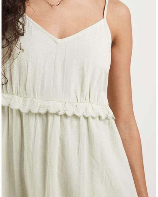 Vero Moda White Cotton Cami Tiered Maxi Dress With Scallop Edge Detail