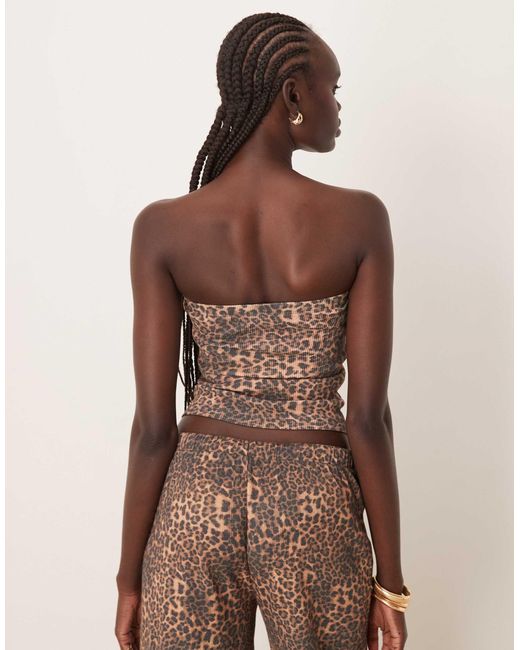 ASOS Brown – trägerloses longline-oberteil mit leopardenmuster, kombiteil
