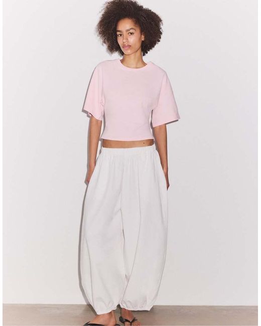 Stradivarius Pink Japanese Short Sleeve T-shirt