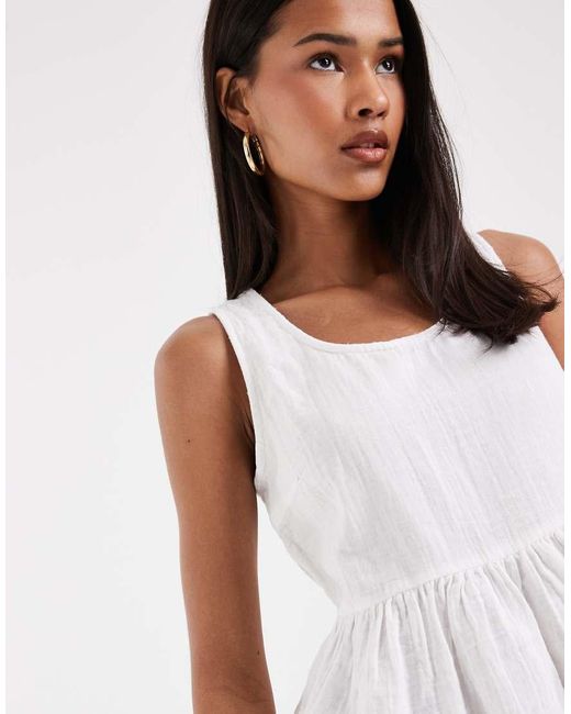 ONLY White Sleeveless Peplum Cheesecloth Top