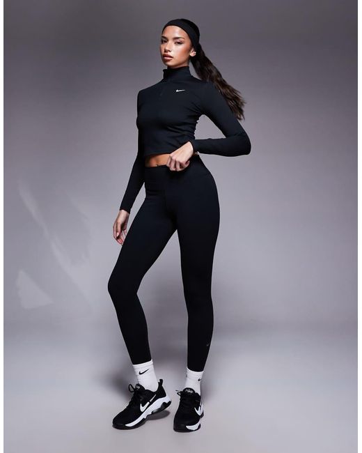 Nike Blue Nike One Training Half Zip Fitted Long Sleeve Top
