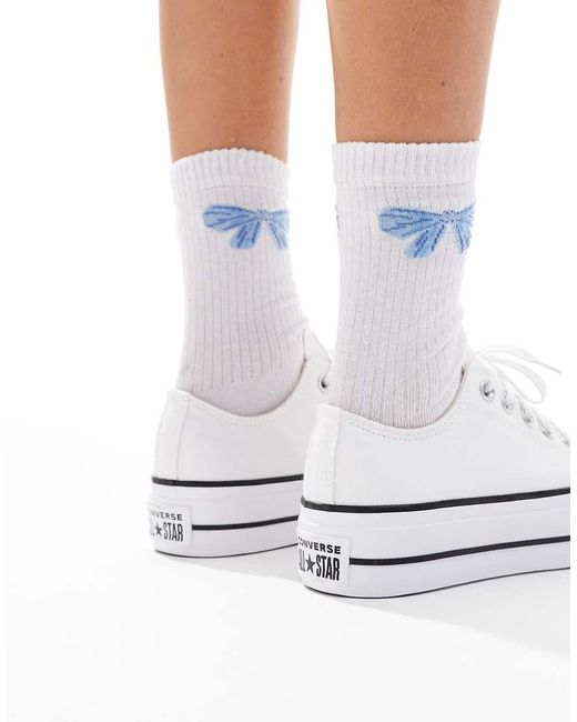 Converse White Chuck Taylor All Star Lift Ox Wide Fit Trainers