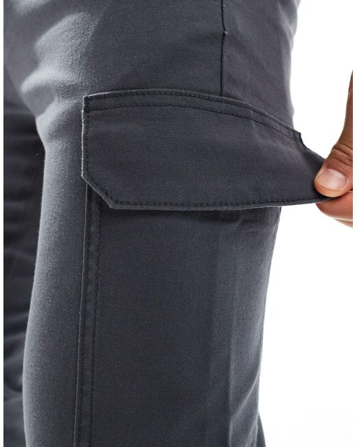 Pantaloni skinny cargo color antracite di ASOS in Blue da Uomo