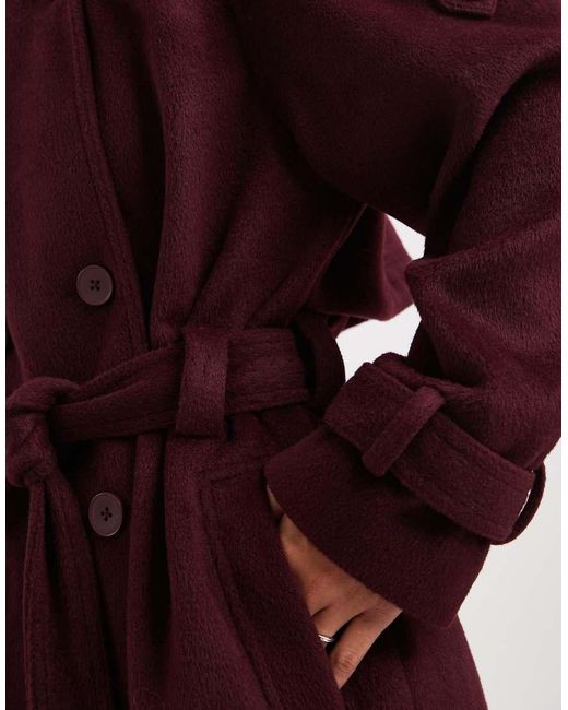 ASOS Nette Trenchcoat Met Opstaande Boord En Lange Pasvorm in het Red