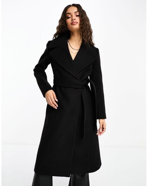 Manteau cache-cœur habillé avec ceinture à nouer Forever New en coloris Black