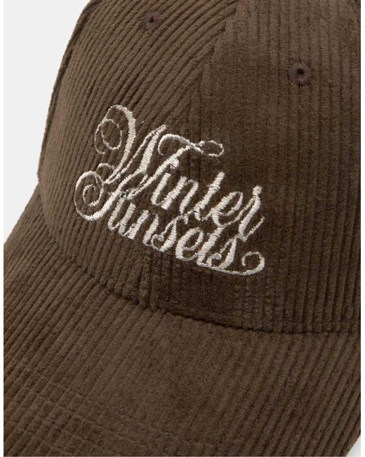 Pull&Bear Brown Corduroy Cap for men