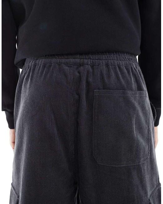 ASOS Super Baggy Corduroy Cargobroek in het Black voor heren