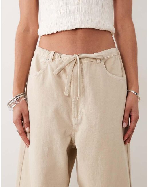 ASOS Natural Pull On Wide Leg Jeans