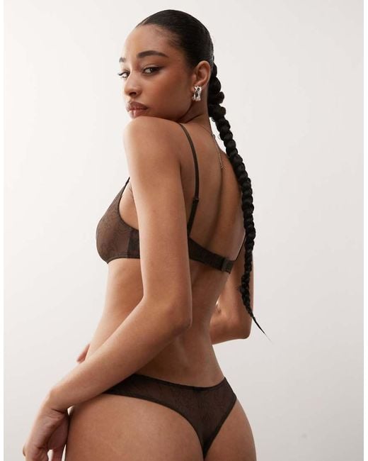 Weekday Brown Mesh Lace Thong 2-pack