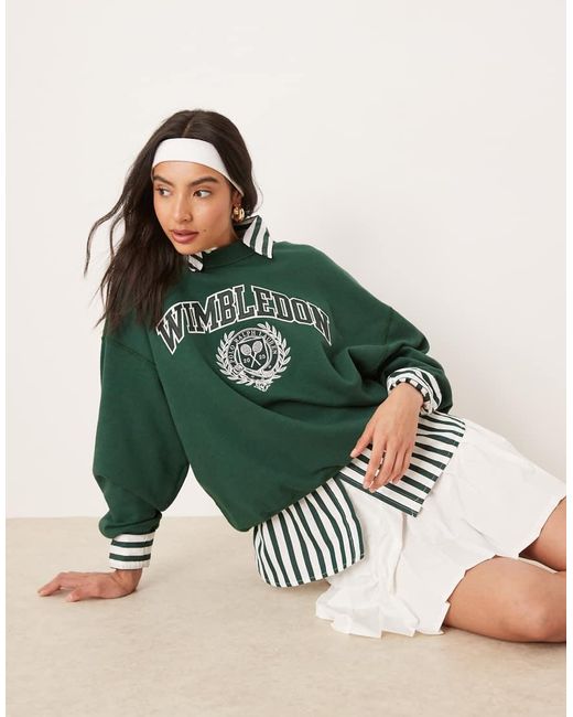 Polo Ralph Lauren Green Wimbledon Capsule Large Crest Logo Sweatshirt