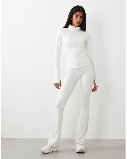 Gina Tricot White Mix And Match Zip Up Yoga Jacket
