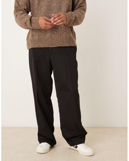 Pantalon à pinces ample et élégant avec taille semi-élastique ASOS pour homme en coloris Black
