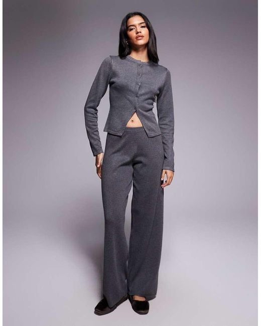 Kaiia Gray Exclusive Button-through Split Front Long Sleeve Cardigan