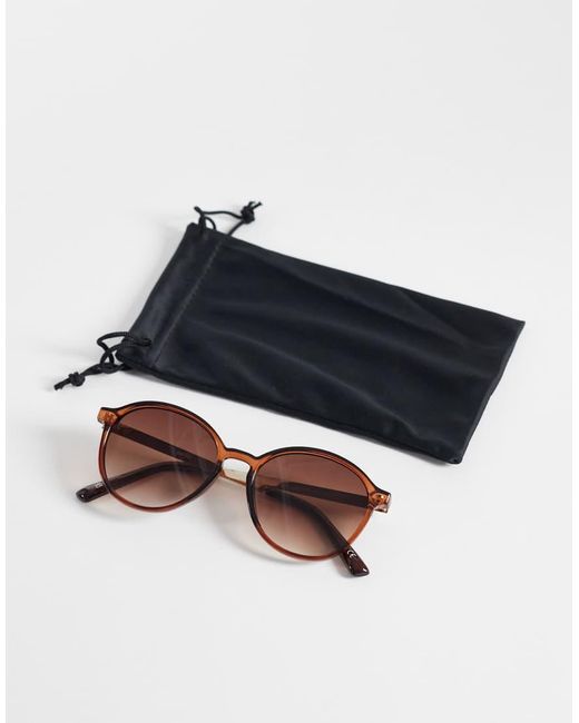 ASOS Pink Round Sunglasses With Metal Temples