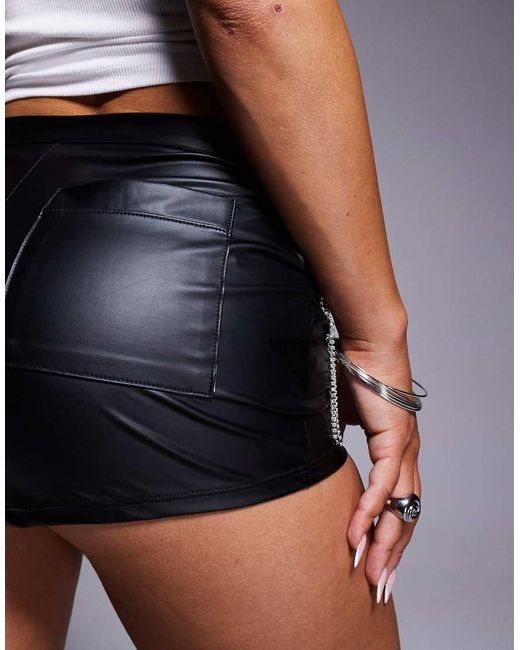 Ann Summers Black Diamante Pu Short