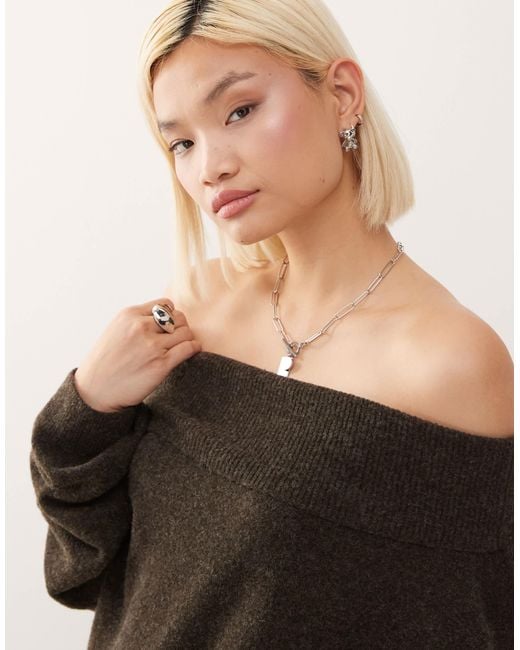Weekday Black Slouchy Off Shoulder Bardot Jumper