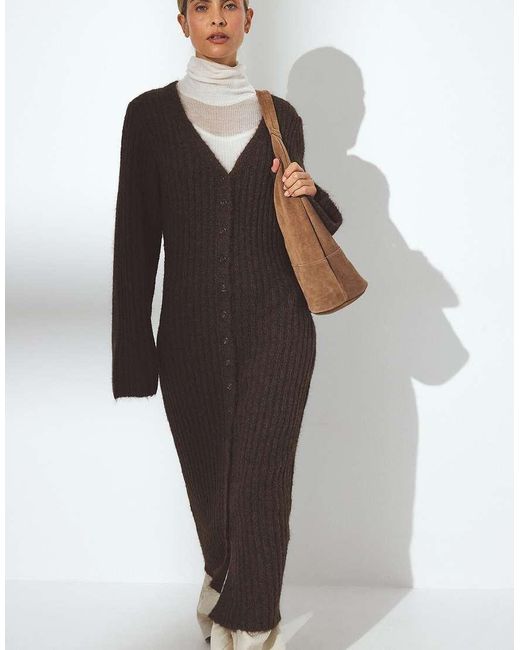 NA-KD Blue Knitted Wool Blend Cardigan Maxi Dress