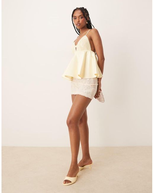 ASOS Gerimpelde Minirok Met Mesh En Lovertjes in het Natural