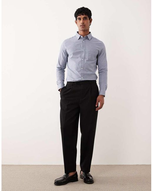 ASOS Blue Easy Iron Slim Check Shirt for men