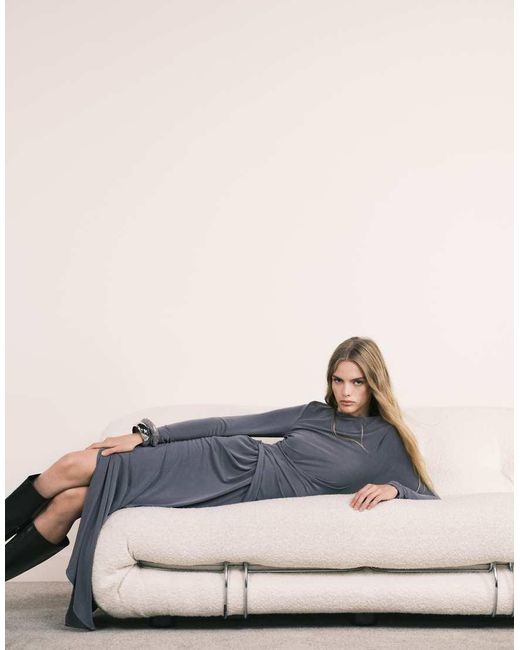 ASOS Multicolor Modal Long Sleeve Drape Maxi