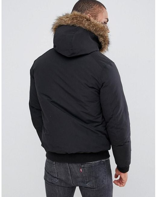jack & jones originals short parka with faux fur hood