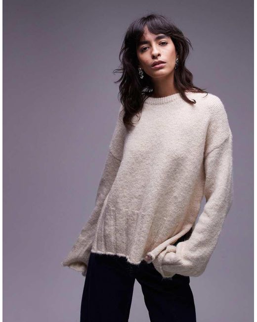 ASOS Purple Wide Sleeve Knitted Jumper With Wool