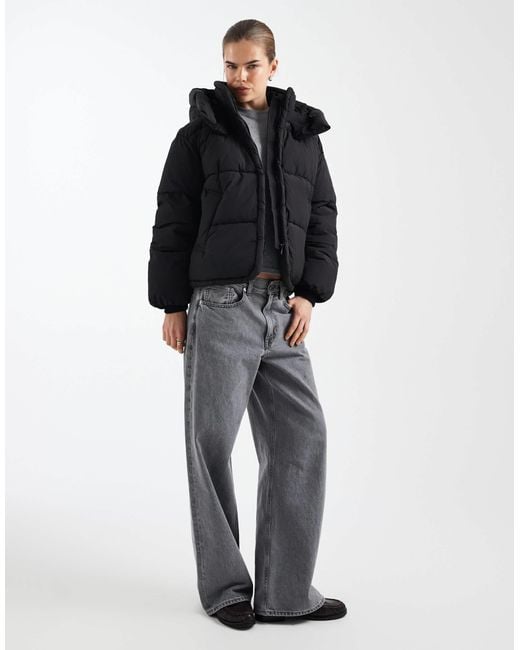 ONLY Gray Hooded Puffer Jacket