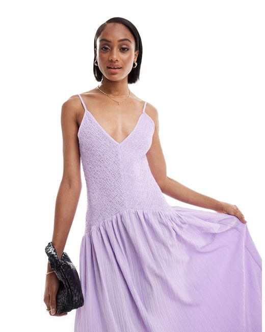 Asos design tall - robe d'été mi-longue effet froissé avec jupe évasée - lilas ASOS en coloris Purple