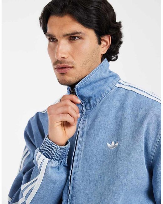 Adidas Originals Blue Denim Firebird Track Top for men