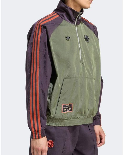 Adidas Originals Gray Fc Bayern Terrace Icons Half-Zip Jacket for men