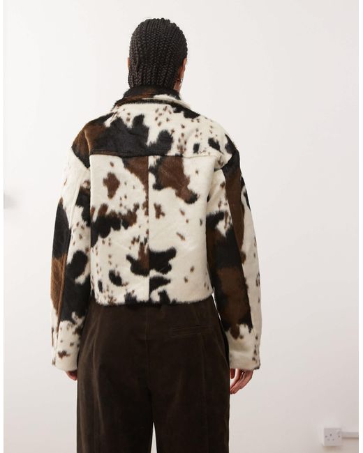 Noisy May Natural – racer-jacke aus ponyfell mit kuhfleckenmuster