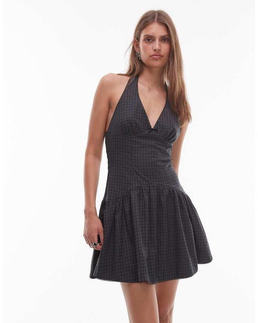 Nia Black Ollie Halter Neck Pinstripe Dress