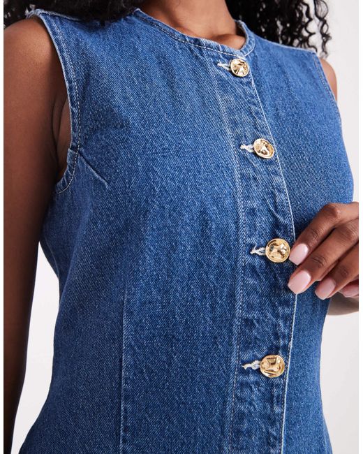 New Look Blue – tailliertes mini-jeanskleid