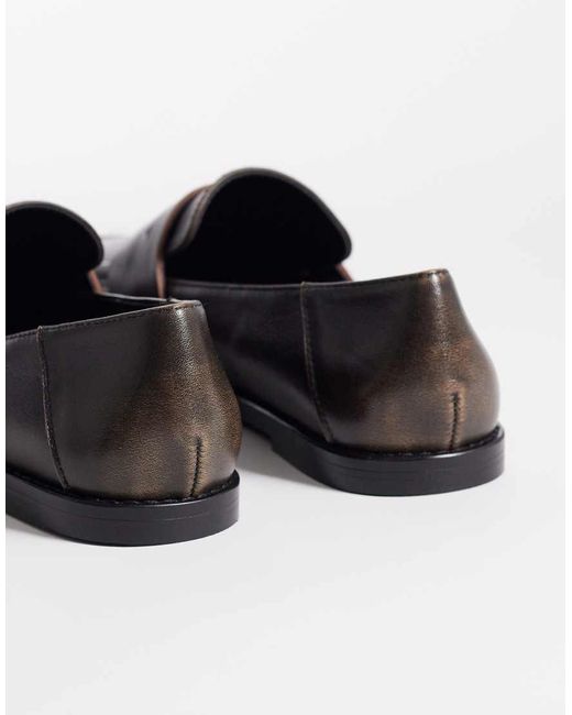 ASOS Black Marble Premium Leather Round Toe Loafers