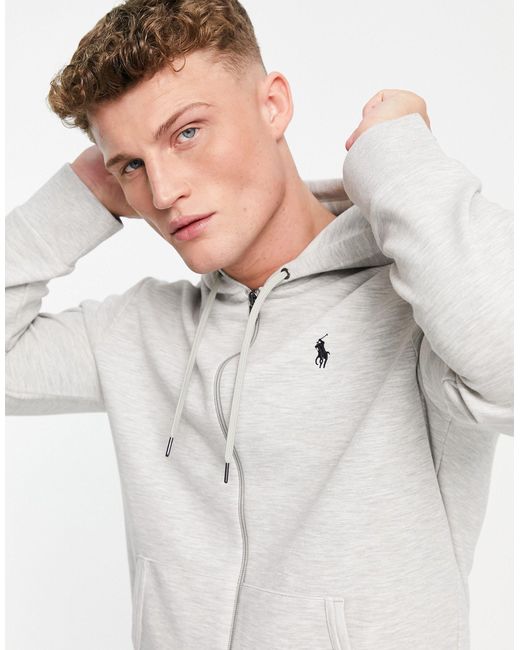 Polo Ralph Lauren Player Logo Zip Up Hoodie in Grey (Grey) for Men ...
