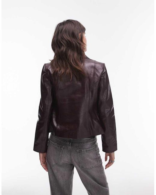 Mango Leren Blazer in het Red