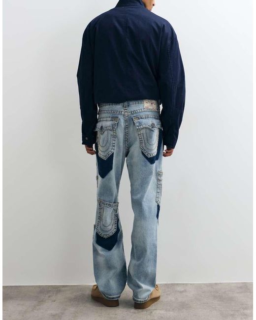 True Religion Blue Loose Fit Bobby Super T Flap Pocket Jeans for men
