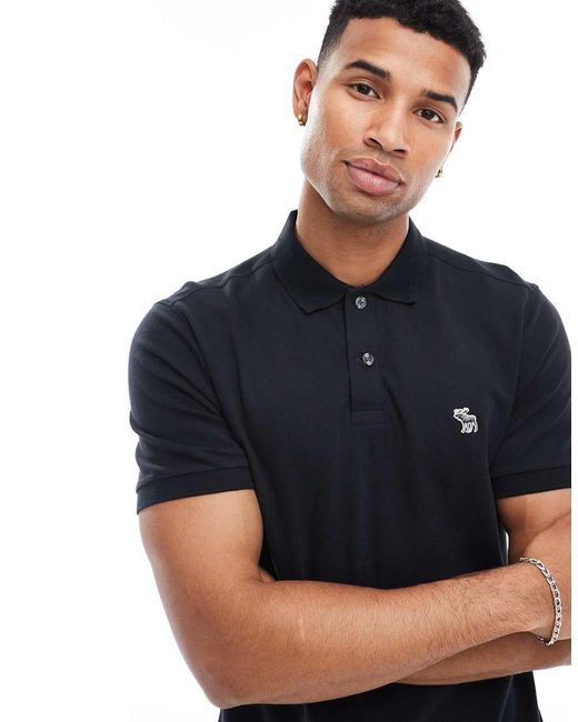 Abercrombie & Fitch Blue Elevated Icon Logo Tipped Pique Polo for men