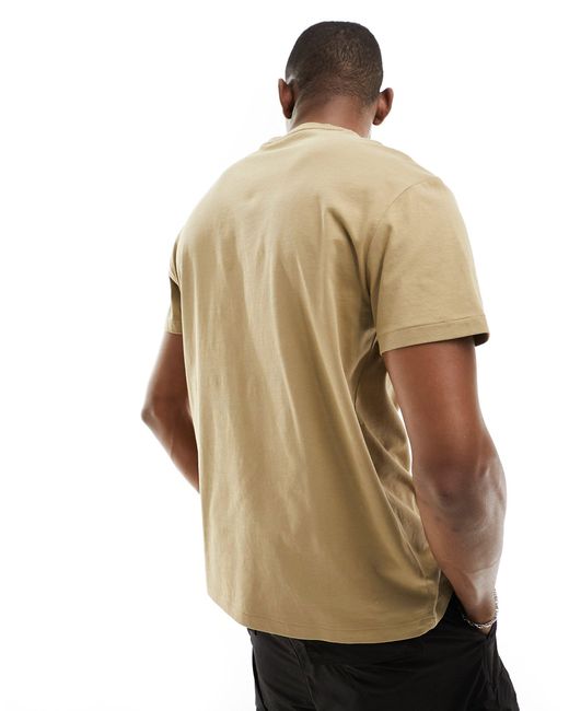 T-shirt classica oversize kaki cuoio con logo centrale di Polo Ralph Lauren in Natural da Uomo