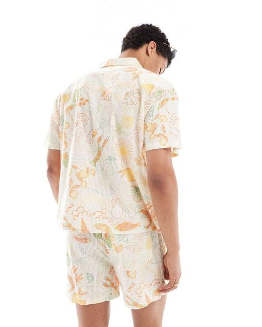 Camisa Holgada Con Estampado Playero De Native Youth de hombre de color White