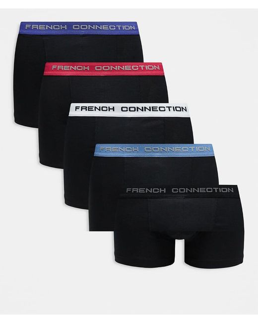 French Connection Black 5 Pack Cotton Boxers for men