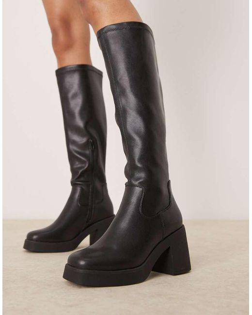 New Look Black Chunky Heel Knee Boot