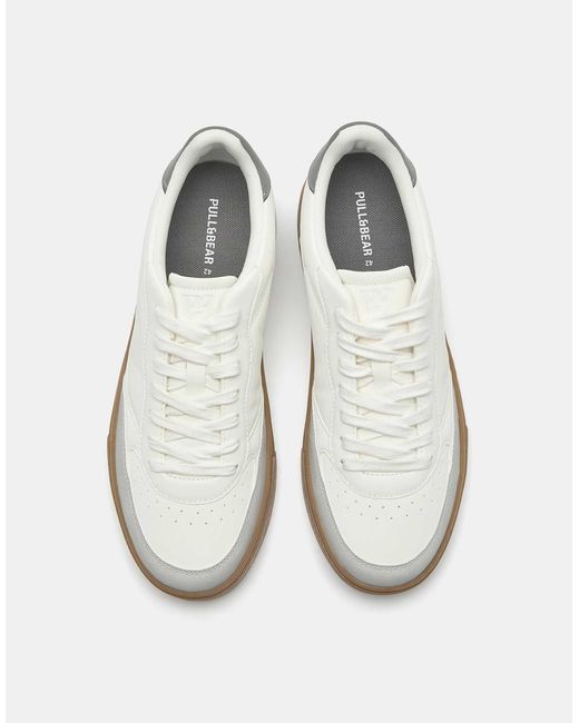 Pull&Bear – basic-sneaker mit detail in White für Herren