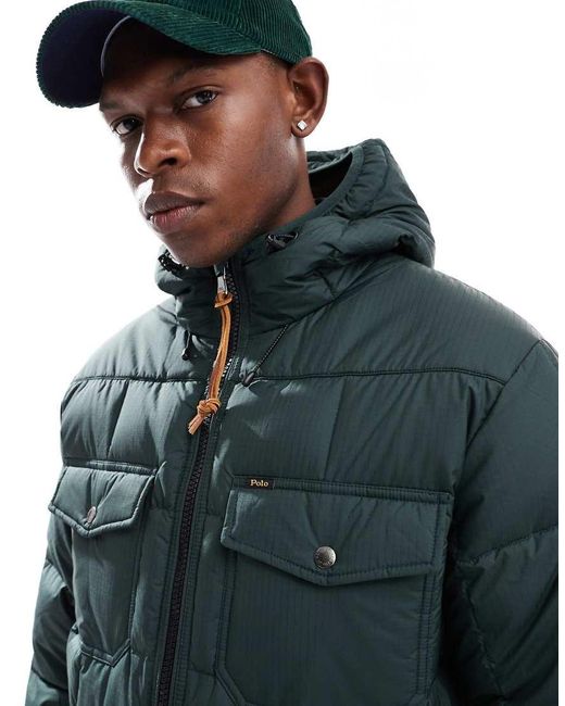Polo Ralph Lauren Gewatteerd Utility Donsjack Met Capuchon in het Gray voor heren