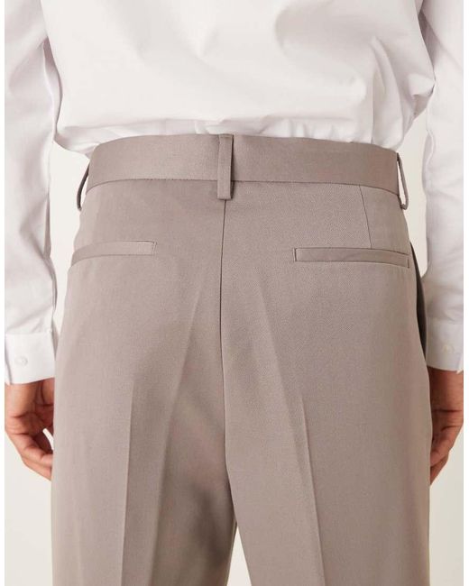 ASOS Brown Smart Relaxed Tapered Trousers for men