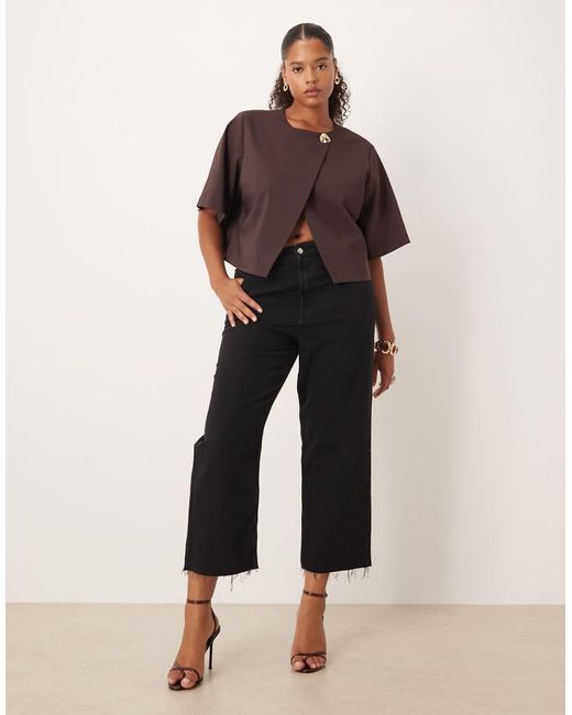 ASOS Brown Curve Tailored Button Top Co-Ord