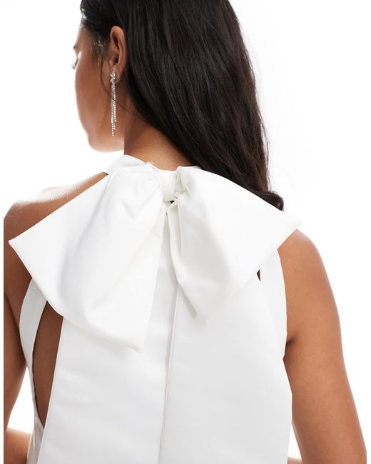 Robe courte dos nu avec nœud River Island en coloris White