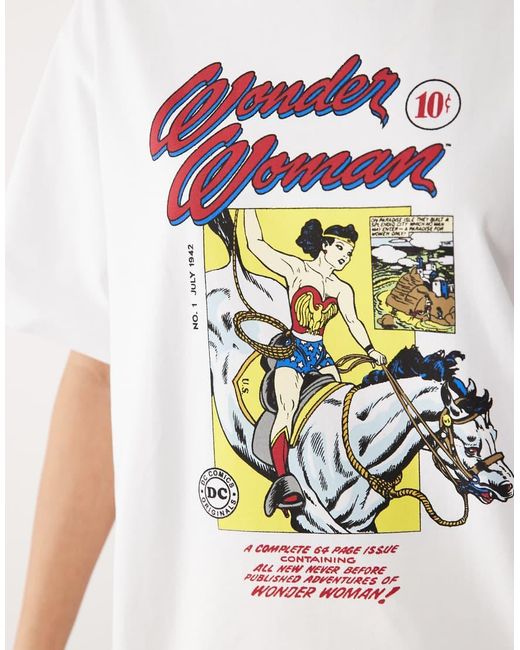 ASOS White Short Sleeve Oversized T-shirt With Wonder Woman Graphic
