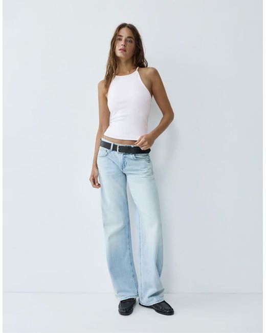 Pull&Bear White Halter-Neck Strappy Back Top