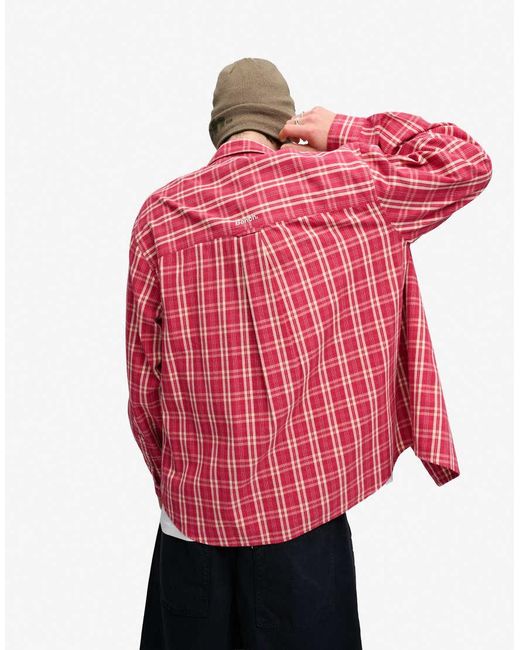 Bench x Superdry & Co Red Skater Check Long Sleeve Shirt for men